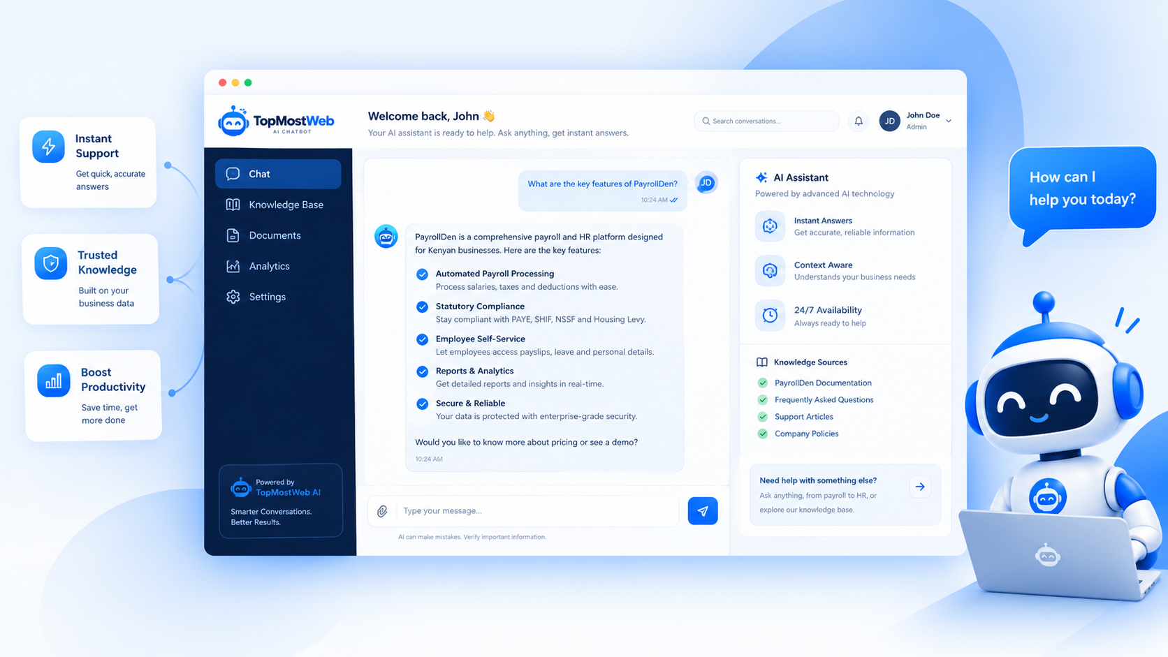 AI-Powered Assistant That Answers Questions and Captures Leads